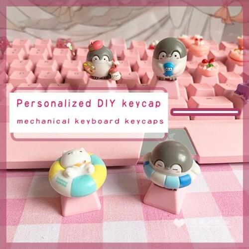 Pbt Custom Cartoon Anime Keycap Cute Penguin Keycaps For Cherry MX Mechanical Keyboard Key Cap Gaming Decoration Accessories ESC
