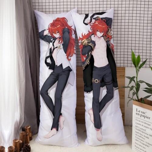 Genshin Impact Mondstadt Diluc Pillow Cover Dakimakura Otaku Bedroom Bedding Pillow Case Hugging Body Pillowcase