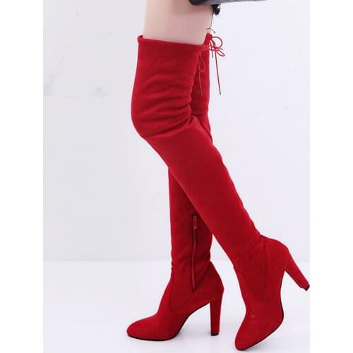New Faux Suede Slim Over-the-knee Boots Winter Women Boots Sexy Thigh High Boots Female Pointed High Heel Boots Plus Size Shoes