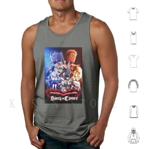 Black Clover Poster Tank Tops Vest 100% Cotton Black Clover Anime Black Bull Asta Yuno Grimoire Blackclover Four Leaf