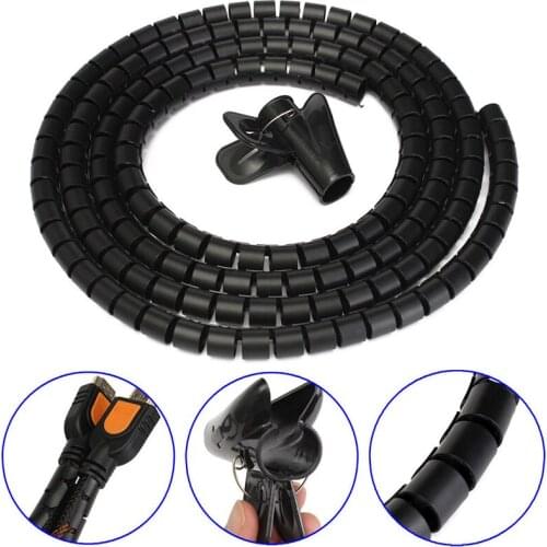 Practical New 2M Cable Cord Tidy PC Wire Organising Tool Kit Spiral Wrap Home Office #80583