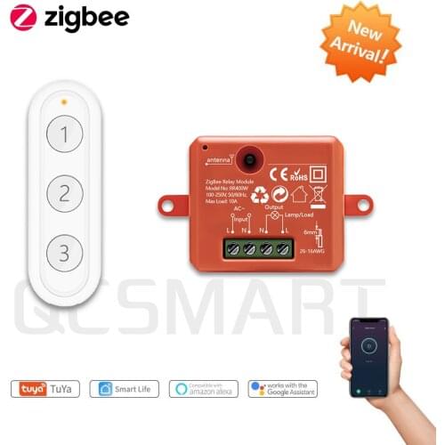 Tuya ZigBee 3.0 Smart Life Relay Module With Remote Control Light Switch Work For Echo Alexa Google Home Voice Assistant DIY