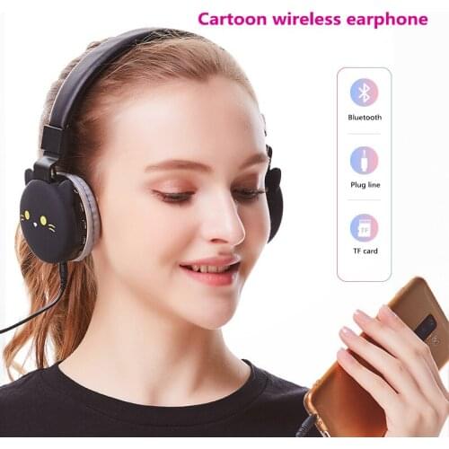 Cute Kids Girl Cartoon Blueooth Headphones 3D Cat Rabbit Animal Wireless Music Headset Gaming Headset For Moible Phone MP3 PC