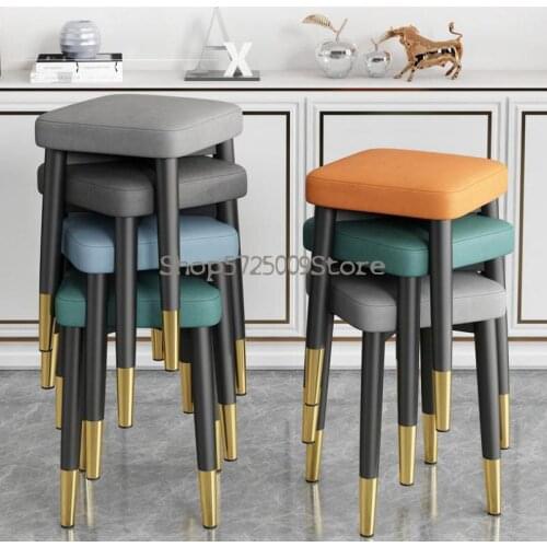 Nordic light luxury dining chair household stackable backrest dining room stool modern minimalist net red iron art makeup chair