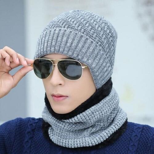 SUOGRY Knitted Hats for Men Winter Fleece Beanie Hat and Neck Warmer Ski Face Masek Ladies Skullies Beanie Thicken Knit Hats