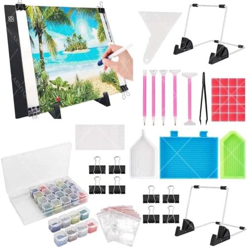 A3 LED Light Pad for Diamond Painting Tool, USB Powered Light Board Kit, Adjustable Brightness with Detachable Stand and Clip