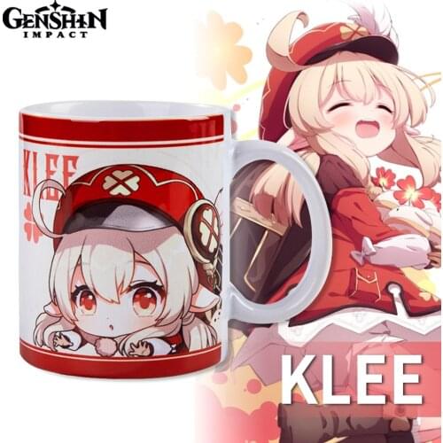 Genshin Impact Ceramic Mark Cup Klee Paymon Venti Jean Mug Cup Cartoon Coffee Cup Xmas Gifts With Gitf Package And 58mm Badge