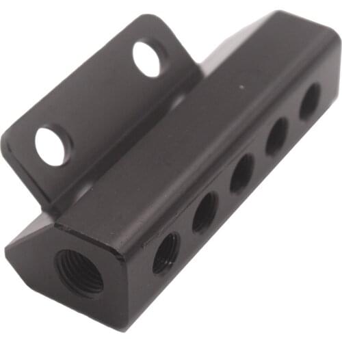 Vacuum Intake Manifold 5 Port 1/8NPT Aluminum Turbo Boost Block Intake Black