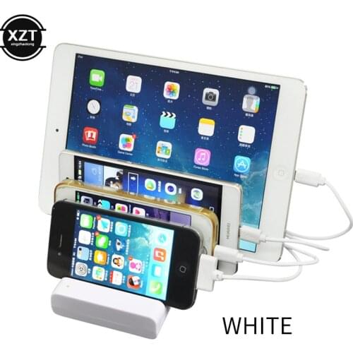 Multi Port USB Phone Charger Holder Fast Charging 4 Ports Station Dock Stand Hub Base For Phone/Tables/Watch/Power Bank Charger