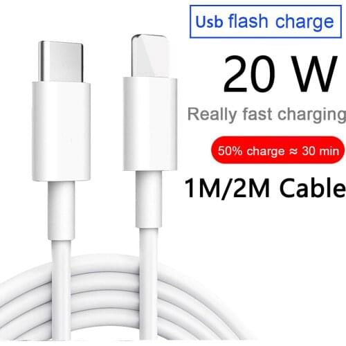 USB C Charger 2M Cable 20W PD Fast Charging Data Cable Cord Typc-C Usb-C To Ios For IPhone 12 11 Pro Xs Max SE 8 Plus iPad Wire