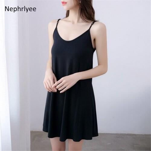 Summer Casual Women Dresses Modal Spaghetti Strap V Neck Sleepwear Ladies Sleeveless Nightgown Loose Women Dress S00175