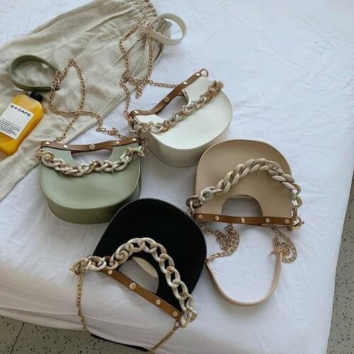 Women Shouler Bag PU Leather Saddle Bag Handbag Chain Crossbody Pack Ladies Hand Bag