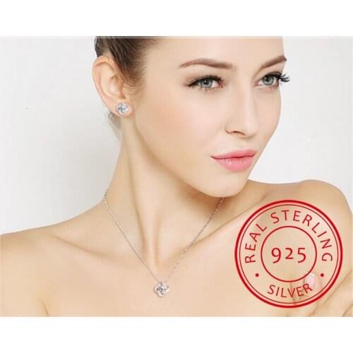 925 Sterling Silver Necklace For Women Forever Heart Aaa Zirconia Mosaic Necklaces & Pendants Sterling-silver S-n188