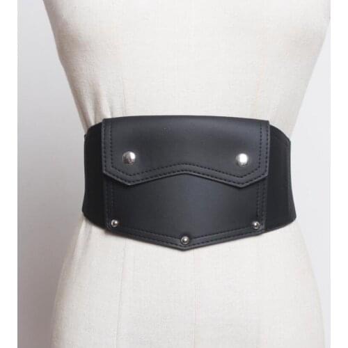 Womens runway fashion elastic PU leather Cummerbunds female Dress Corsets Waistband Belts decoration wide belt R1798
