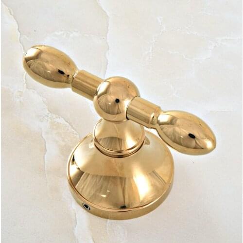 1Pcs Gold Color Brass Wall Mounted Double Robe Hooks Coat Hat Towel Hook Hanger Bathroom Accessory aba888