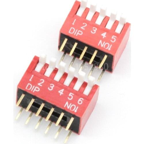 10PCS/LOT Toggle Switch DIP 7 Pins Side Dial Red Snap Switch 2.54MM