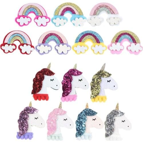 10pcs/lot Felt Unicorn Horns Rainbow Diy Accessories For Baby Girls Hair Clips Headband Birthday Gift Party Supplies