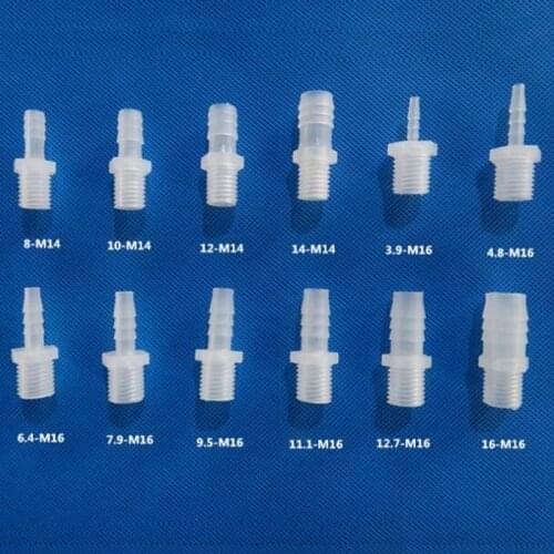 10pcs M14,M16 Straight Connector Aquarium Fish Tank Supplies Male Thread Soft Hose Plastic Fittings