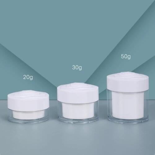 10Pcs Empty Acrylic Cream Jar with Rose Cap Lid Cosmetic Eyeshadow Makeup Face Cream Container 20g/30g/50g