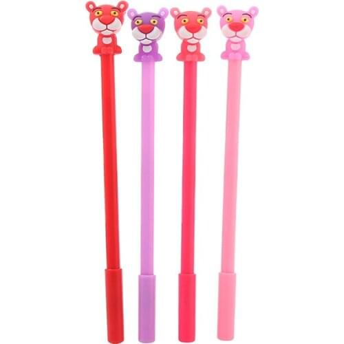 20 Pcs Leopard Gel Pen Creative Silicone Head Cartoon Cute Creative Learning Writing Office Stationery Pen Wholesale Stationary