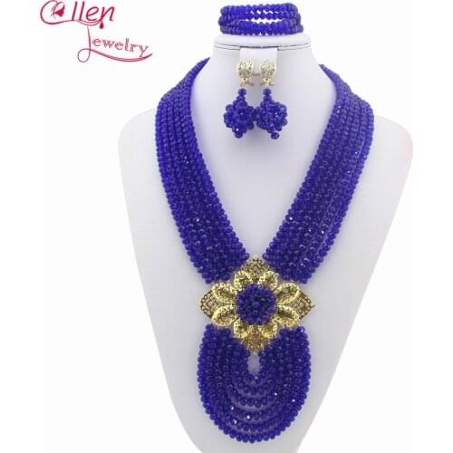 2019 African Beads Jewelry Set African style fashion necklace jewelry set Nigerian wedding bridal Crystal Beads Necklace W8463