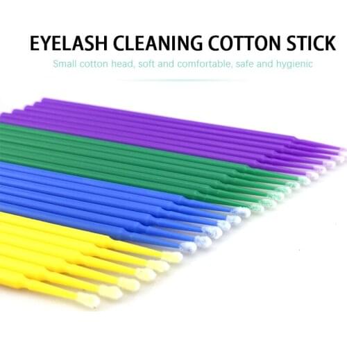 Abonnie Supplies 100Pcs Tip Nano Makeup Small Cotton Bud False Eyelash Extension Glue Cleaning Brush Eyelash Special Tool