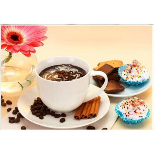 New 5d DIY Diamond Painting Needlework Coffee Cup Full round&spuare Crystal Cross Stitch Diamond Embroidery Kitchen Decoration