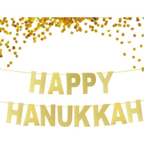 Glitter Gold Happy Hanukkah Banner, Hanukkah Bunting, Hanukkah Decor, Hanukkah garland, Hannukah bunting banner