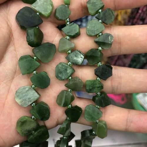 Wholesale Natural Raw Nephrite Pear Drop Nugget Beads,Genuine Gem Jewelry Making Beads 3strings of 15.5"