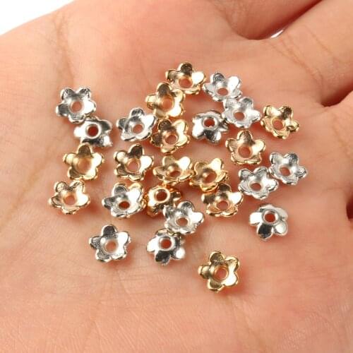 Wholesale Five Petal Flower Beads Cap CCB with Hole Loose Spacer Beads for Jewelry Making Supplies Accessories DIY Bracelet