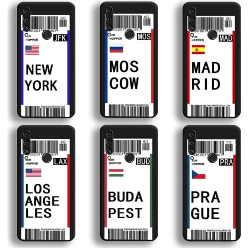 World Country Label Air Tickets Phone Case Huawei Y6P Y8S Y8P Y5II Y5 Y6 2019 P Smart Prime Pro