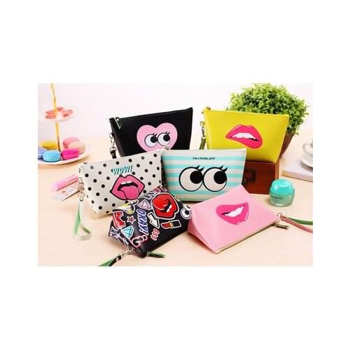 By dhl or ems 200pcs Purses Modern Girl Big Eyes Print Women Purse Wallets Coin Bag Female Key Cases Lady Small Storage Pouch