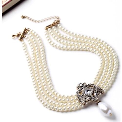 European and American fashion exquisite jewelry wholesale new multi-layer all-match pearl womens necklace