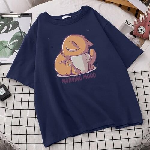 Cat Put Face In Botter Funny Print T-Shirt WomenS Fashion Street Clothes Vintage Summer T-Shirts Vintage Summer Tshirts Womens