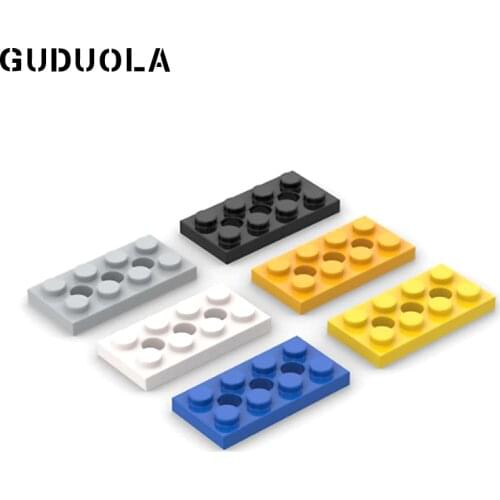 Guduola Building Block 3709b Technic Plate Bricks with Hole 2x4 MOC Parts Base Brick DIY Creative Blocks Small Particles 30pcs