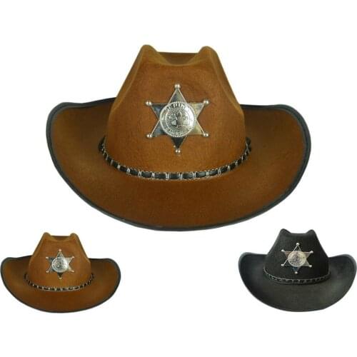 Halloween Cowboy Costume Hats Weatern Steampunk hat Black Brown Cowgirl Men Women Cosplay Caps