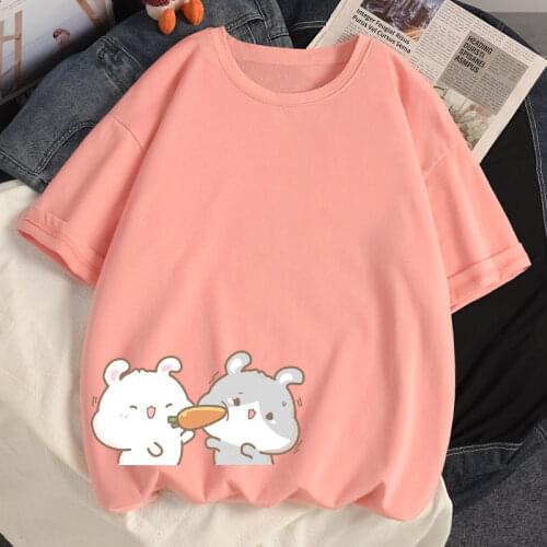 Cotton T Shirt Summer Loose Plus Size Short Sleeve T Shirt Cute Style Girl T Shirt Cotton Pink Womens T Shirt Tops