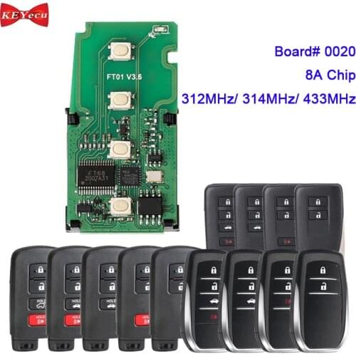 KEYECU for Toyota Avalon Camry Corolla Prius RAV4 Smart Keyless Remote Board#0020 Lonsdor FT01-0020 312/314MHz 433MHz 8A Chip