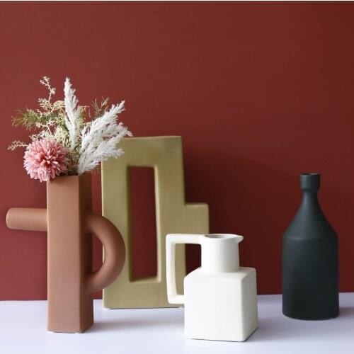 Creative Nordic Ceramic Art Dried Flower Plant Arrangement Vase Decoration Home Decorat Ornaments Home Decor
