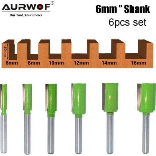 LAVIE 6pcs 6mm Shank Single Double Flute Straight Bit Milling Cutter for Wood Tungsten Carbide Router Bit Woodwork Tool MC06023