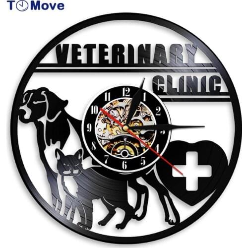Veterinary Clinic Wall Clock Dog And Cat Care Veterinary Hospital Vinyl Record Wall Clock Animal Lovers Vet Gifts reloj de pared