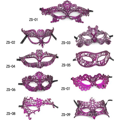 New Masquerade Party Purple Gilt Lace Mask Stereotype Halloween Nightclub Fashion Women Mask Wholesale 20pcs/lot