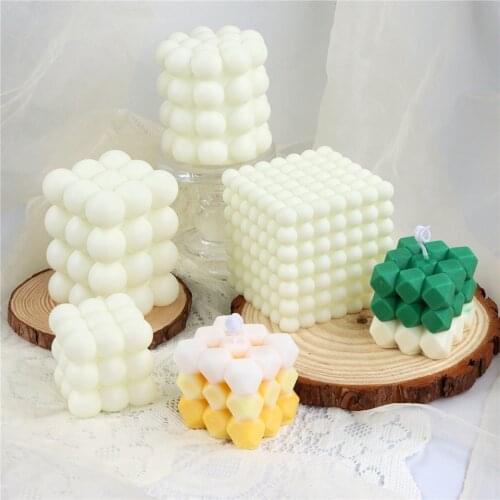 Novel Sphere Silicone Candle Mold Column Cuboid 3D Silicone Mold Making DIY Wax Plaster Artwork or Candle Soap Epoxy