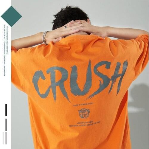 Spring 2021 New American Style Street Print Short-sleeved T-shirt Male Trend Hip-hop Street Loose Oversize Couple Half Sleeve