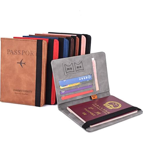 RFID Vintage Business Passport Covers Holder Multi-Function ID Bank Card PU Leather Wallet Case Travel Accessories For Women/Men