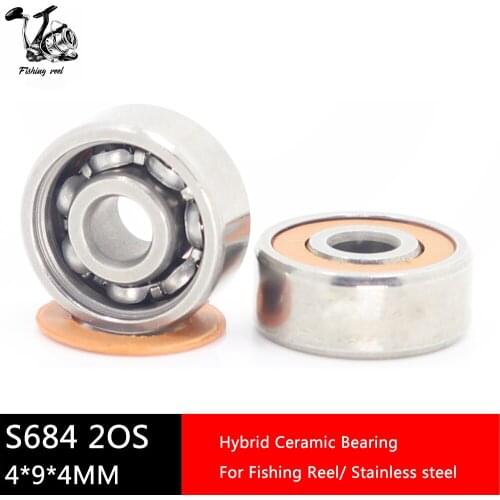 2Pcs Fishing Reel Bearings S684 2RS CB ABEC7 4*9*4 mm Stainless Steel Hybrid Ceramic Ball Bearing S684-2OS CB S684RS