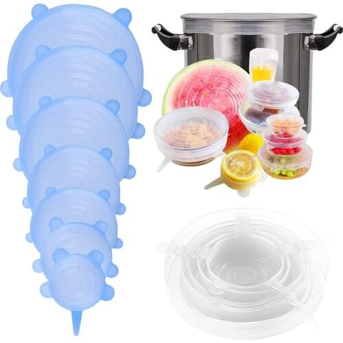 Silicone Stretch Lids Reusable Airtight Food Wrap Covers Universal Lid Pan Cooking Food Fresh Cover Kitchen Cookware