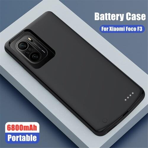 ZKFYS Silicone Battery Charger Cases For Xiaomi Mi Poco F3 Smart Battery Cases 6800mAh Portable Power Bank Cover Charging Case