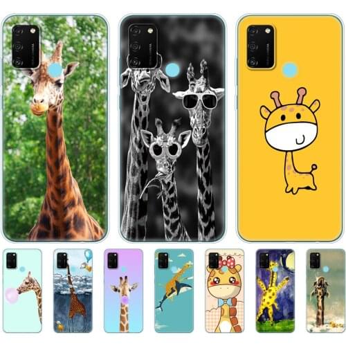 Silicon Case For HONOR 20 lite view 30 v 30 pro plus Cover For huawei honor 20S 9A 9C 9S 9X Premium 7s 8a giraffes cute animal