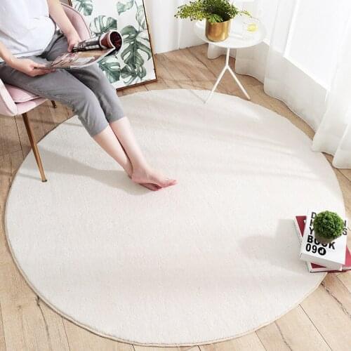 Modern minimalist plain color round living room mat carpet sofa coffee table non-slip mat family bedroom bedside mat